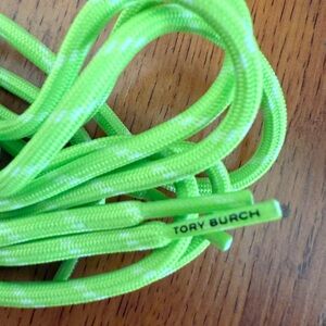 New Tory Burch Neon Green Shoelaces